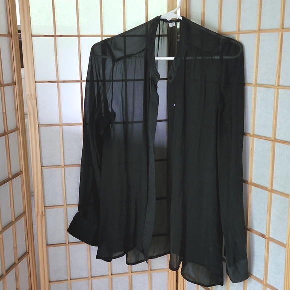 Sheer silk EILEEN FISHER button down blouse - Picture 1 of 3